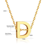 ASON Delicate Classic Style Initial 26 Letters Alphabet Chain Pendant Necklace Stainless Steel Gold Color Jewelry Chokers