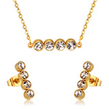 Asonjewelry Cubic Zirconia Gold Color Wedding Jewelry Set for Women 316L Stainless Steel Necklace Pendants Small Stud Earring