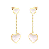 ASON Korean Style Statement Drop Earrings Shell Heart Dangle Earring Stainless Steel Jewelry for Women Femme Party Gift