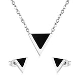 ASON enfants Triangle pendentif collier en acier inoxydable petites boucles d'oreilles coquille bijoux ensembles fête pour fille femmes mode 