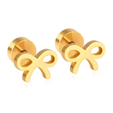 ASON Girl Jewelry Bow-knot Shape Crystal Stud Earrings Wholesale Stainless Steel Anti-allergy Earring Fashion Jewelry Party