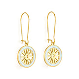 ASON Wheel Shape Drop Earrings With White Shell Gold Color Stainless Steel Piercing Earrings For Women Trendy Office Party