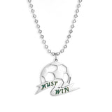 Collar con colgante de fútbol de la Copa Mundial para mujer, debe ganar, declaración deportiva para hombre, collares de cadena de cuentas gruesas, diseño de marca 