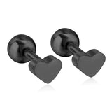 ASON Pendientes de oro rosa/negro con forma de corazón de acero inoxidable para mujer, accesorios de regalo de joyería, antialérgicos 