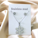 ASON Snowflake Pendant Necklace Female Accessories Stainless Steel Gold Color Cute Stud Earring Fashion Jewelry Party Gift