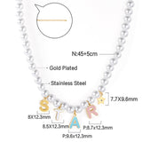 ASON Cute Imitation Pearl Necklace with STAR DREAM Letter Pendant Chains for Women Stainless Steel Jewelry Party Gift