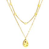 ASON, accesorios de estrella de moda, colgante de circonia cúbica ovalada, collares de acero inoxidable de Color dorado para mujer, regalo de joyería