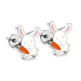 Pendientes bonitos para niñas, diseño acrílico, animales, Piercing, mariposas, pingüino de acero inoxidable, infantil, brinco