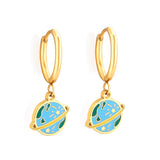 2022 Saturn Earrings Brinco Stainless Steel Gold Color Round Earth Star Hoop Earring Fashion Jewelry Bijoux Party