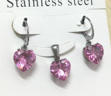 Juegos de joyas para mujer de lujo con forma de corazón, pendientes de circonia AAA colgantes con collar con colgante estético de Hada del corazón 