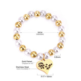 ASON Mixed Color Ball Beaded Engrave MaMa Bracelets Bangles Gold Color Stainless Steel For Women Birthday Mother's Day Gift