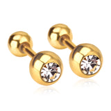 Pendientes de tuerca de circonita cúbica de forma redonda quirúrgica ASON, acero inoxidable de Color dorado para niños/mujeres/niñas, precios de joyería 