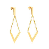 ASON Elegant V Letter Drop Earrings 316L Stainless Steel Geometric Hanging Dangle Earrings for Women Accessories Jewelry