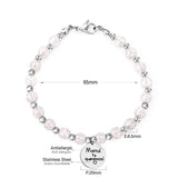 ASON couleur mixte boule perlée graver MaMa Bracelets Bracelets couleur or acier inoxydable pour les femmes anniversaire fête des mères cadeau