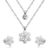 ASON Snowflake Cubic Zirconia Pendants Multilayer Necklace Earrings Jewelry Sets Gold Color Stainless Steel Women Christmas