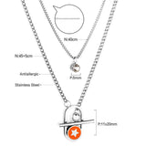 Fashion Shell Evil Eye Pendant Necklace Snake Pearl Double Chain For Women Stainless Steel Turkish Wedding Party Gifts