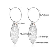 Summer Stainless Steel Geometric Hoop Earrings Minimalist Fan Leaf Shape Unusual Beach Waterproof Jewelry For Women