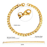 6mm Inner Horizontal Grain Stainless Steel Chain Bracelet For Women