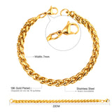 7mm Chain Bracelets Stainless Steel Gold Color for Men Women Party Gift Fashion Bangle Jewelry