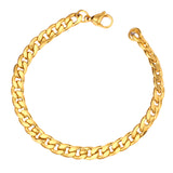 ASON 7mm Chain Bracelets Stainless Steel Gold Color for Men Women Party Gift Fashion Bangle Jewelry