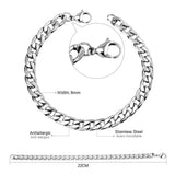 ASON – Bracelet à rayures en acier inoxydable, 8mm, pour hommes et femmes, cadeau de fête, vente en gros, bijoux à la mode