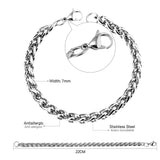 7mm Chain Bracelets Stainless Steel Gold Color for Men Women Party Gift Fashion Bangle Jewelry