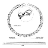 Bracelet à chaîne en acier inoxydable à grain horizontal intérieur de 6 mm pour femmes 