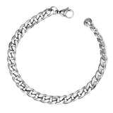 ASON 7mm Chain Bracelets Stainless Steel Gold Color for Men Women Party Gift Fashion Bangle Jewelry