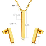 ASON – ensemble de bijoux couleur argent, pendentif à barre verticale en acier inoxydable, collier pour femmes/hommes, cadeau d'anniversaire, boucles d'oreilles à la mode 