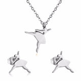 Ballet Girl Stainless Steel Dubai  Bridal Jewelry Sets Women Fashion Necklace Earrings Jewelry Set Accessories