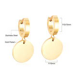 ASON Stylish Round Pendant Stainless Steel Earrings for Women Girls Hanging Dangle Earring Simple Jewelry Party Gift