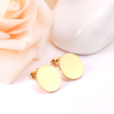 ASON Simple Style Gold Color Round Shape Piercing Stud Earrings Stainless Steel Ladies Earrings Pendientes Mujer Party Gift