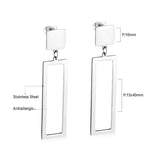 ASON Drop Earrings Jewelry Geometric Rectangle Long Dangle Stainless Steel Earring for Women Girls Party Fashion Gift