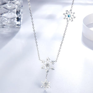 Snowflake Collier Tassel Long Necklace With Zirconia Luxury Fine Gifts For Woman Steel Color Pendant Necklace 2022