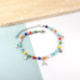 ASON Trendy Mixed Color Beads Moon And Star Accessories Multi-layer Chains Anklet Gold Color Stainless Steel For Women Gift