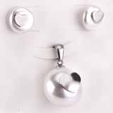 ASON Imitation Pearl Bridal Wedding Jewelry Set for Women Stainless Steel Pendant Necklace Small Stud Earring Gold Color