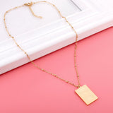 Stainless Steel Heart Shape Pattern Pendant Necklace Gold Color Collar Couple Gifts Accessories