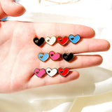 5 Colors Fashion Jewelry Stainless Steel Heart Stud Earring Set For Women's Shell Korean Earrings Set Brinco