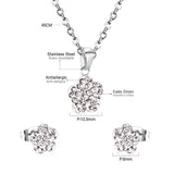 Asonjewelry CZ Flower Gold Color Wedding Jewelry Set for Women 316L Stainless Steel Necklace Pendants Small Stud Earring