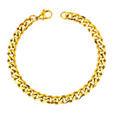 ASON Fashion Gold Color 7mm Stainless Steel Link Cuban Chain Bracelets Bangle for Men Women Party Gift Wholesale Jewelry