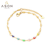 ASON Trendy Evil Eyes Charm Anklet 316L Stainless Steel Gold Color Foot Chain for Women Beach Jewelry Fashion Jewelry Gift