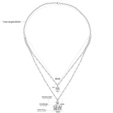 ASON  Necklaces Stainless Steel Round Cubic Zirconia Pendant Necklaces Gold Color Double Chainlaces Party Gift Chokers