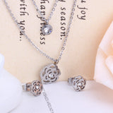 ASON Bridal Hollow Flower Pendant Necklace Small Stud Earrings Jewelry Set Gold Color for Women Stainless Steel For Women