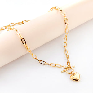 Heart Pendant 316L Stainless Steel Link Chain Necklace For Women Choker Collar Accessories Christmas Party Gift