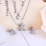 ASON Top 316L Stainless Steel Dragonfly Necklace Pendant Bridal Wedding Jewelry Set for Women 2019 Small Stud Earring Sets