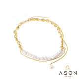 ASON Baroque Pearl Pendant Necklace Stainless Steel Fashion Choker for Women Gold Color Trendy Jewelry Party Gift