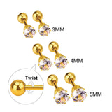 3-5mm Ball screw stud earrings For Women Fashion Jewelry Kids Crystal piercing Earings Earring pendientes brincos