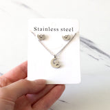 Moon Star Shape Stainless Steel Silver Color Chain Necklaces Earrings Set For Women Party Jewellry Gift 2021 New