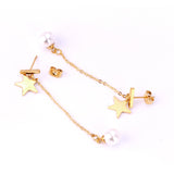 ASON Imitation Pearl  Drop Earrings Star Pendants Long Link Chain Earrings Female Gift Wedding Accessories