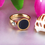 Trendy Women Black Stone Ring With Cubic Zirconia For Decor No Fade Rings Jewelry USA Size 6-8